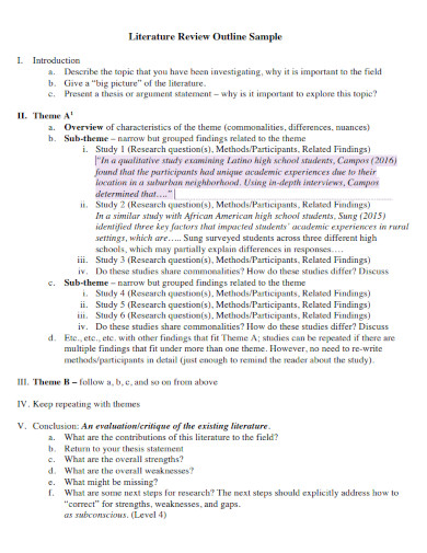 Sample Literature Review Outline