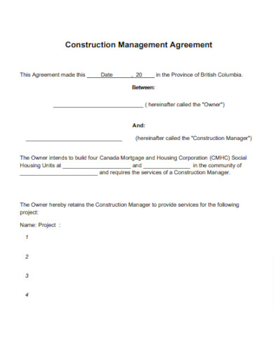 Basic Construction Management Agreement