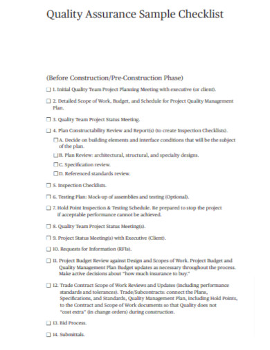 Basic Construction Quality Control Checklist