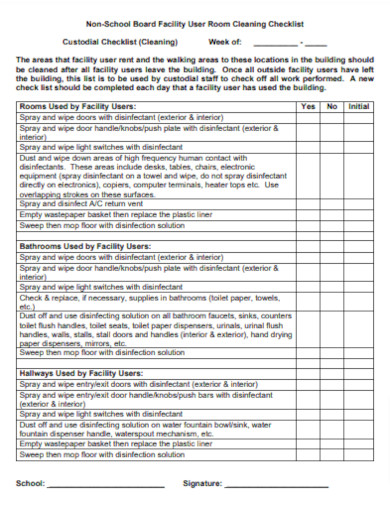 Classroom Cleaning Custodial Checklist
