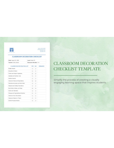Classroom Decoration Checklist