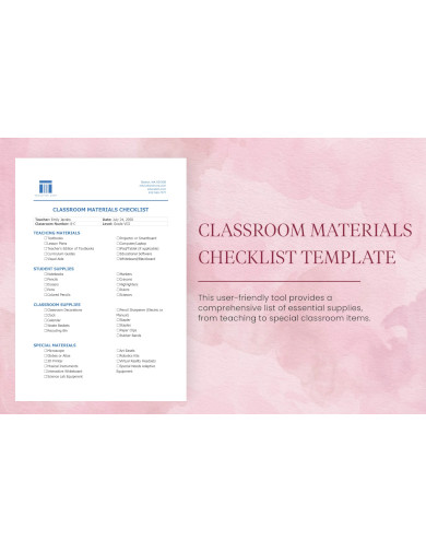 Classroom Materials Checklist