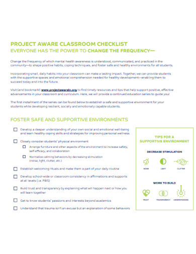 Classroom Project Checklist