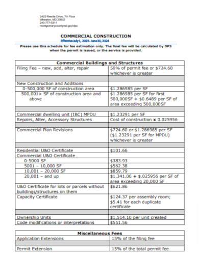 Commercial Construction Schedule Outline