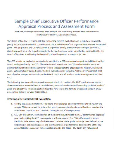 Construction Chief Executive Officer Performance Review