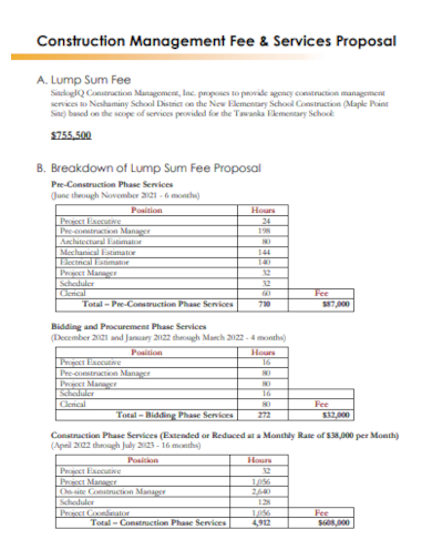 Construction Fee Project Proposal