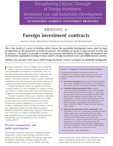 Construction Foreign Investment Agreement