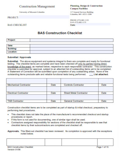 Construction Management Checklist