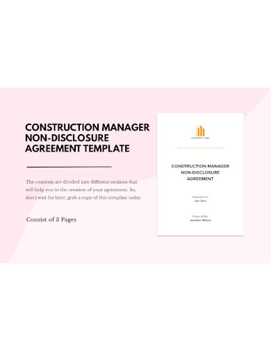 Construction Manager Non Disclosure Agreement