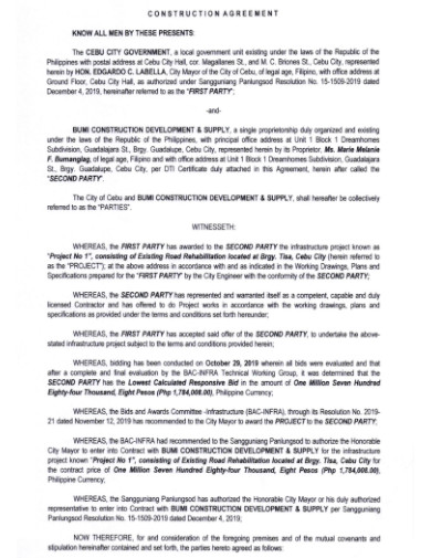 Construction Philippines Project Agreement