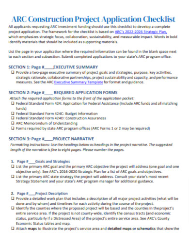 Construction Project Application Checklist