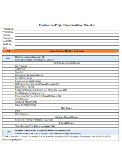 Construction Project Documentation Checklist
