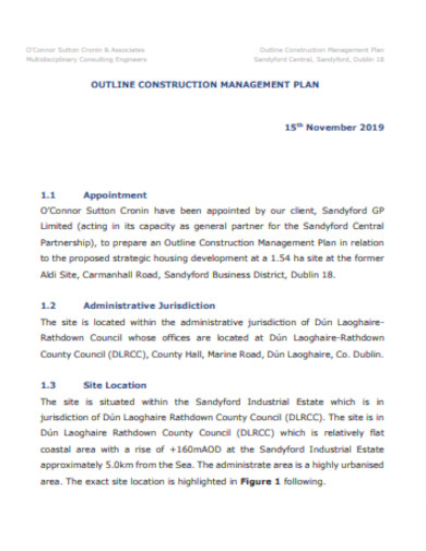 Construction Proposed Management Plan