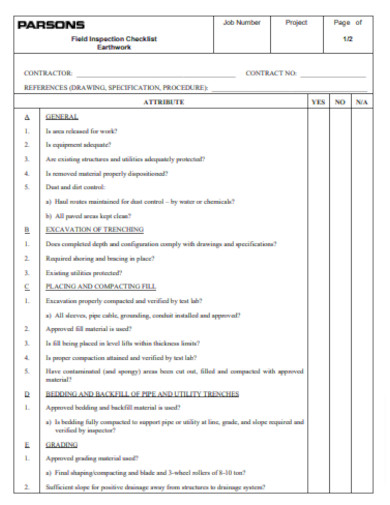 Construction Quality Control Checklist Format