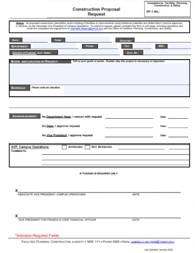 Construction Request Proposal Form
