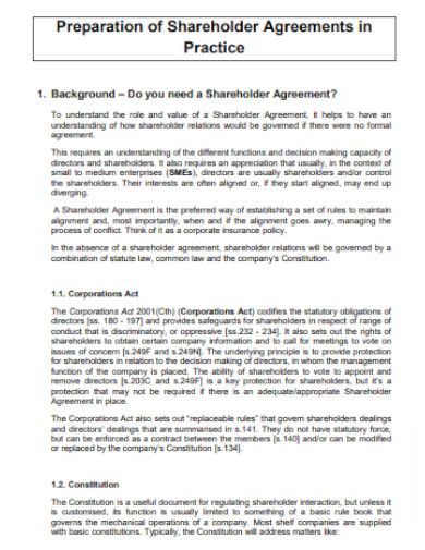 Construction Shareholder Practice Agreement