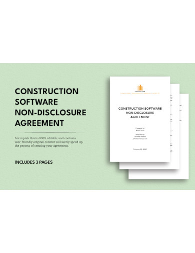 Construction Software Non Disclosure Agreement