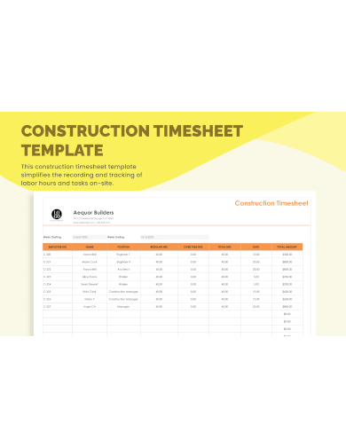 Construction Timesheet Template