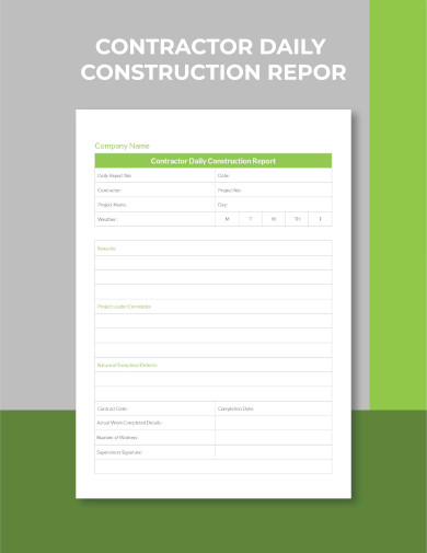 Contractor Daily Construction Report