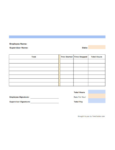 Daily Construction Employees Timesheet