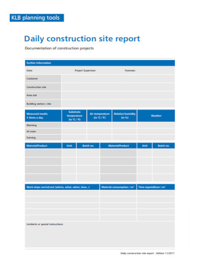 Daily Construction Site Report
