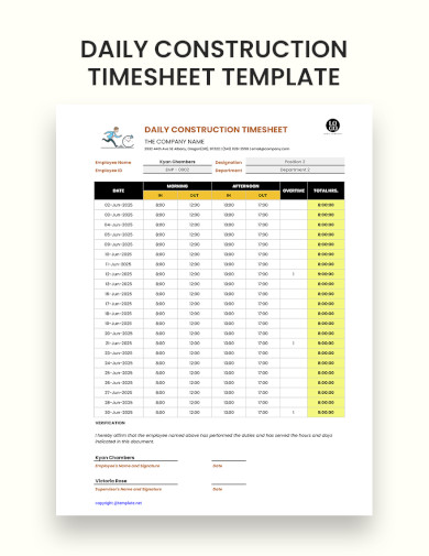 Daily Construction Timesheet