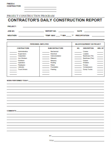 Daily Project Construction Report