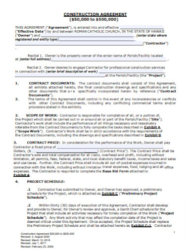 Editable Construction Project Agreement