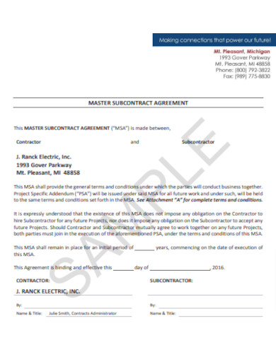 Editable Construction Subcontractor Agreement