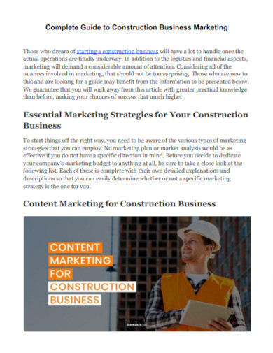 General Construction Marketing Plan