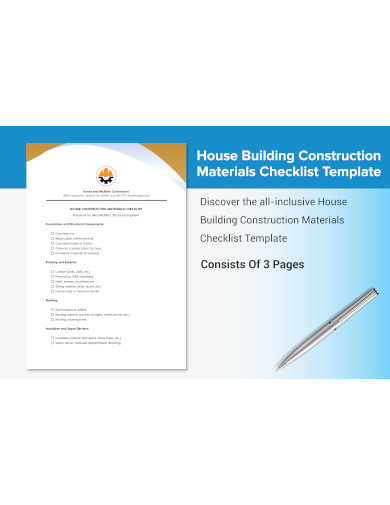 House Building Construction Materials Checklist
