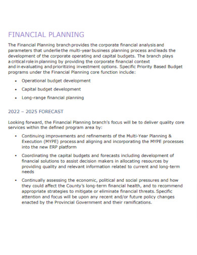 IT Business Financial Plan