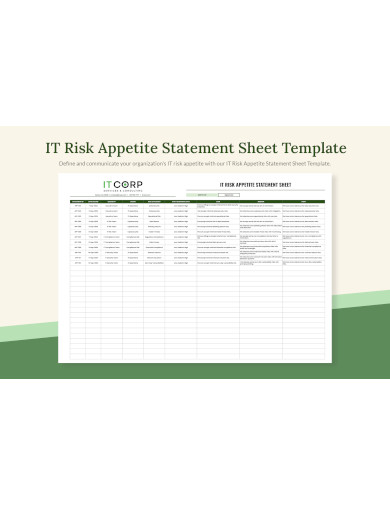 IT Risk Appetite Statement Sheet