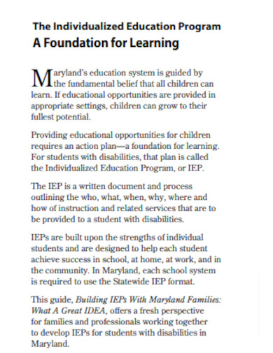 Individual Special Education Business Plan