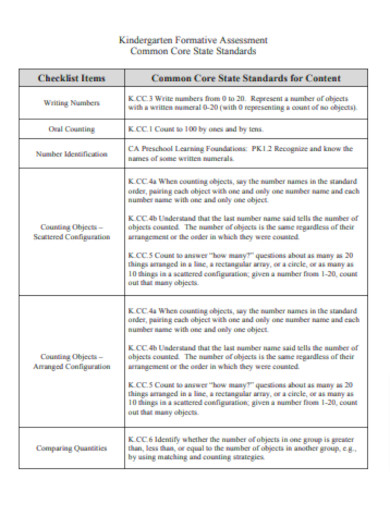 Kindergarten Assessment Checklist