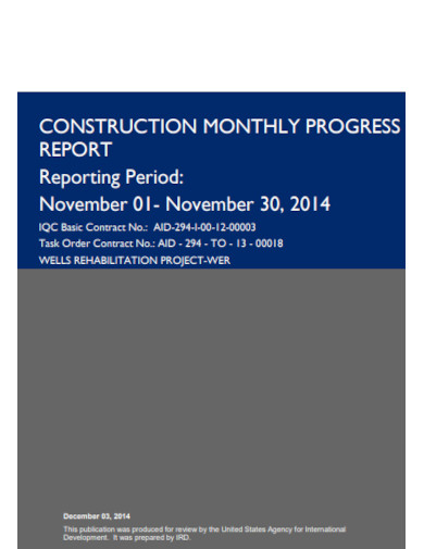 Monthly Construction Project Progress Report