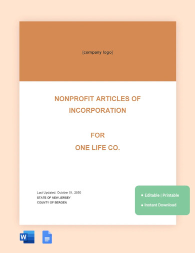 Nonprofit Articles Of Incorporation