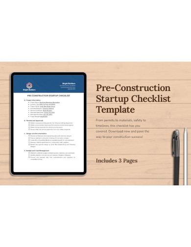Pre Construction Startup Checklist