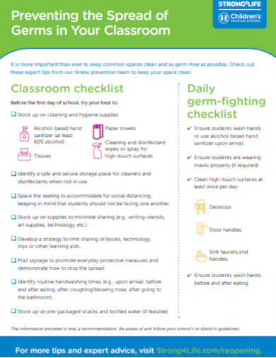 Printable Classroom Cleaning Checklist