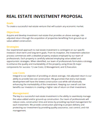 Real Estate Investment Proposal