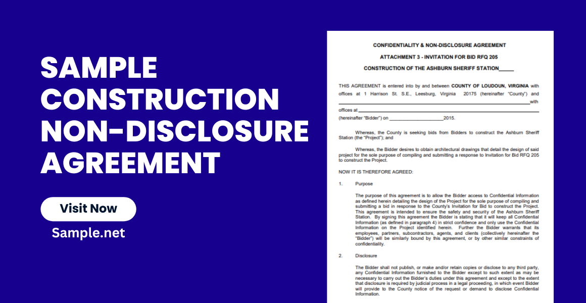 sample construction non disclosure agreement