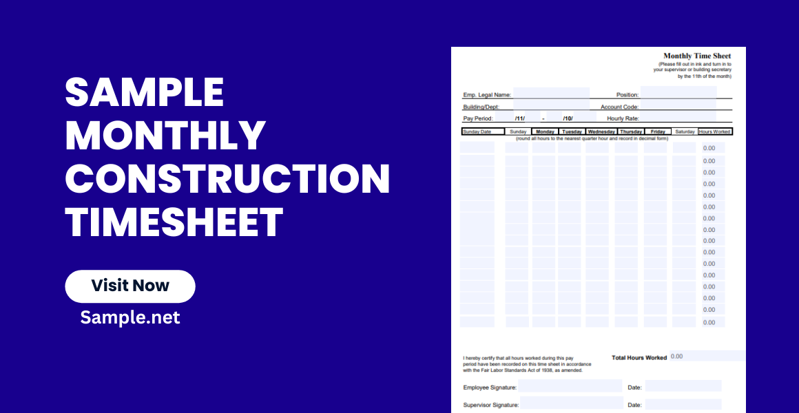 sample monthly construction timesheet