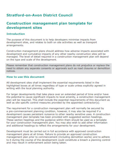 Sample Construction Project Plan