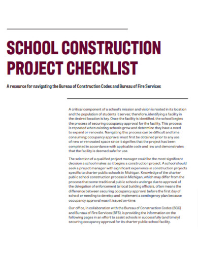 School Construction Project Checklist
