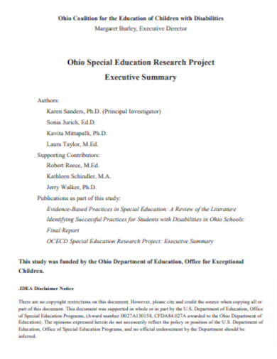 Special Education Executive Summary Business Plan