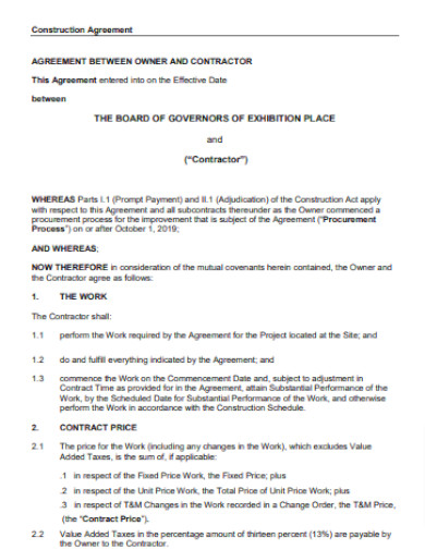 Standard Construction Project Agreement
