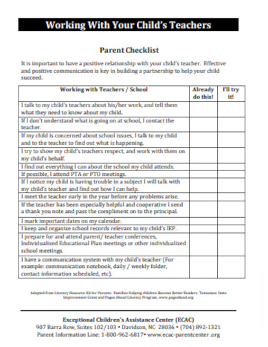 Teacher Child Checklist