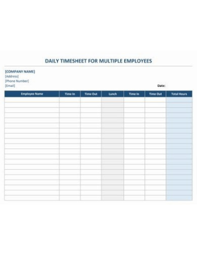 Weekly Construction Multiple Employee Timesheet