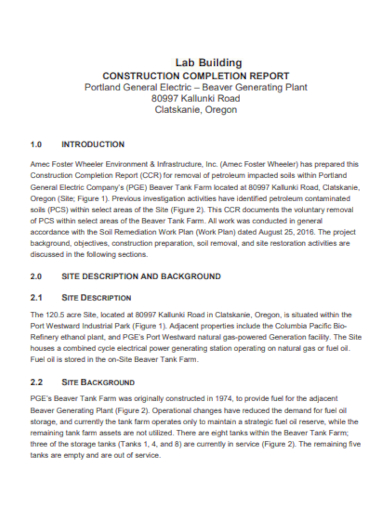 Building Construction Completion Report