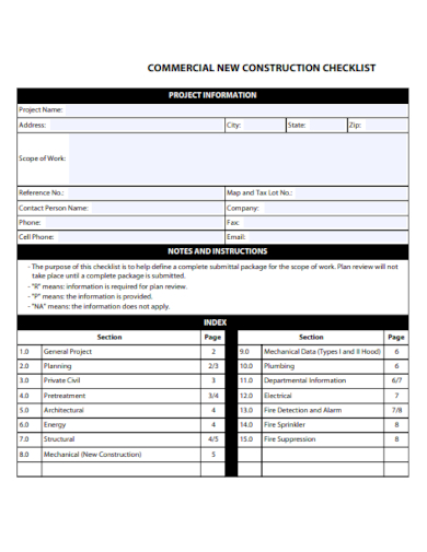 Commercial New Construction Project Checklist
